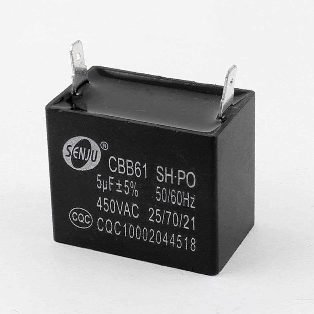 CBB61 5uF 450VAC 50/60Hz Nonpolar Motor Capacitor Black