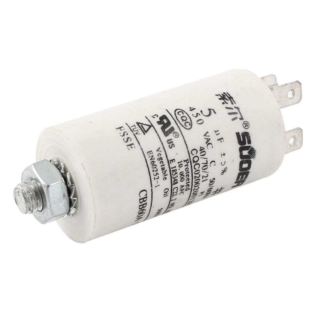 AC 450 5uF 50/60Hz 1/16" PT Male Dia. Motor Capacitor for Washing Machine