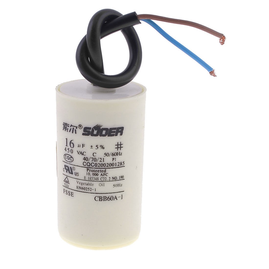 CBB60A-1 Washing Machine Polypropylene Film Motor Capacitor 16uF 450V AC