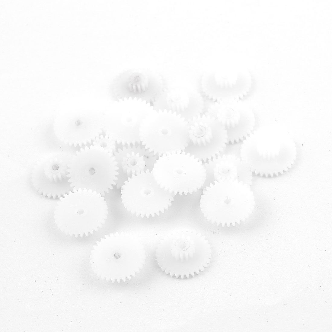 20 Pcs White Plastic Electric Double Layers 16mm Dia Wheel Gear
