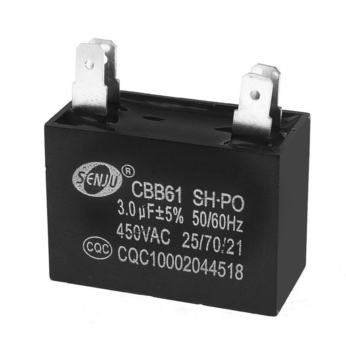 CBB61 AC 450V 3uF 4 Pins Air Conditioner Motor Capacitor Black