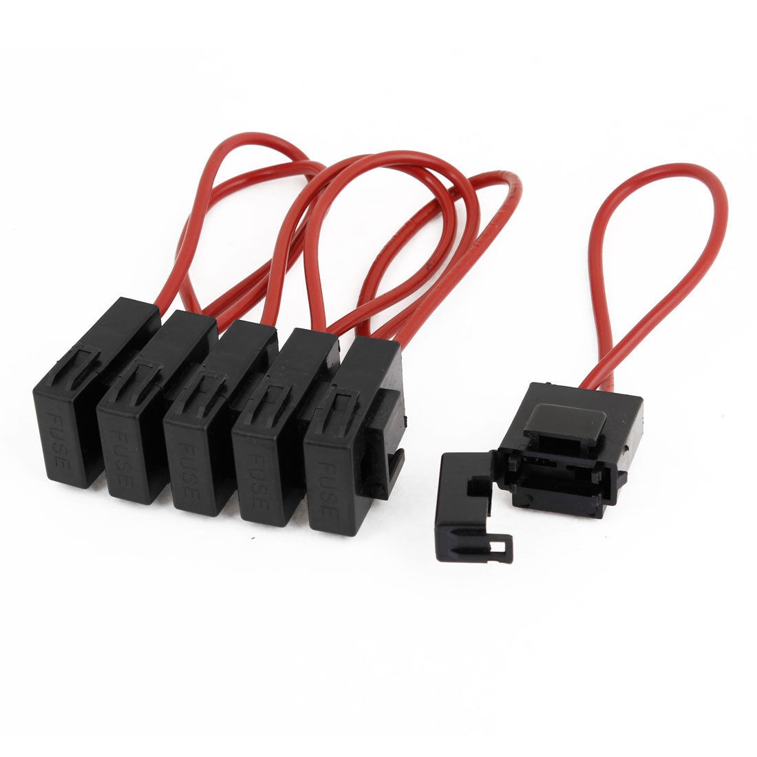 6 Pcs Auto Car Audio Inline Blade Fuse Holder Black Red DC 12V