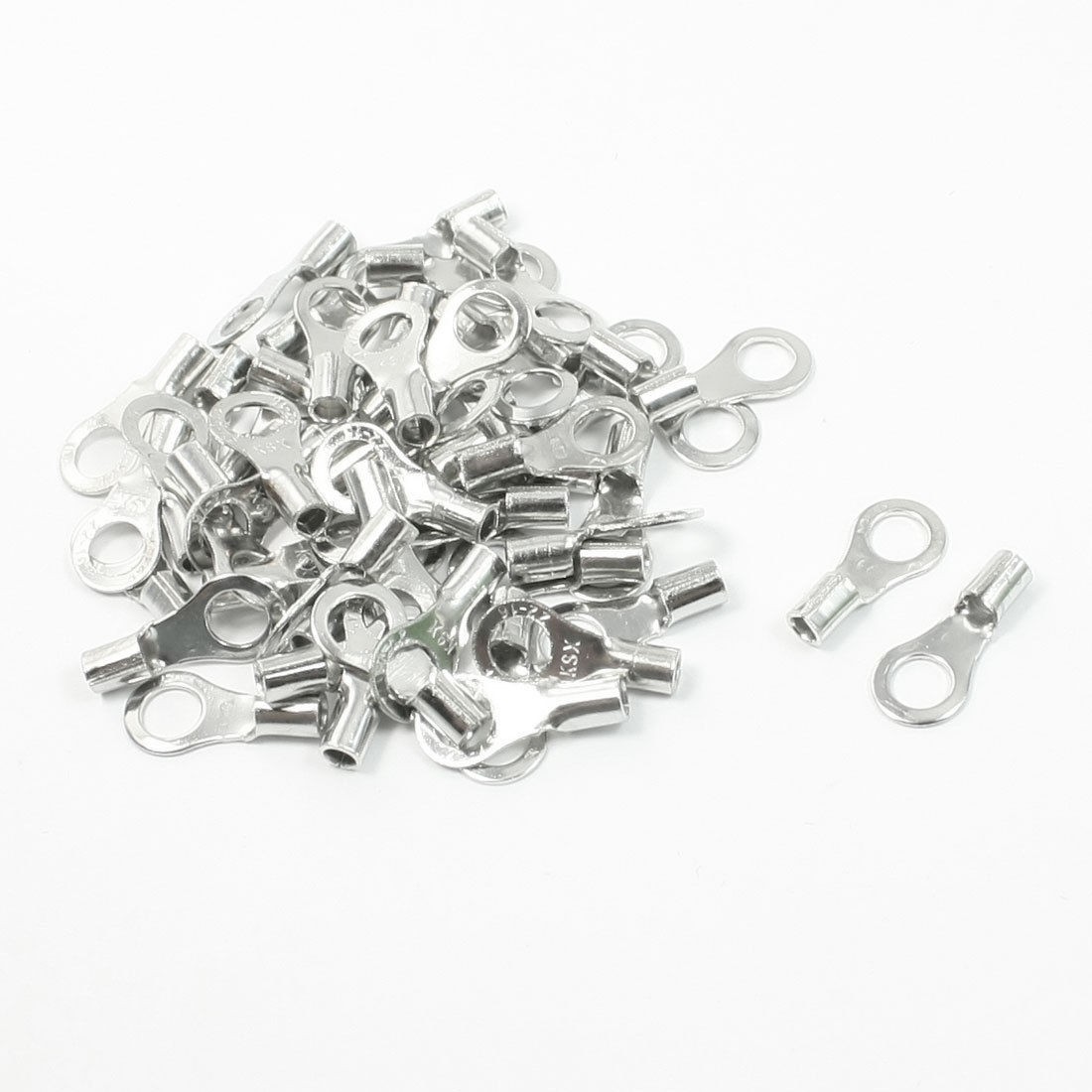 50 Pcs 3/25" Diameter Wire Copper Non Insulated Ring Terminal Connectors