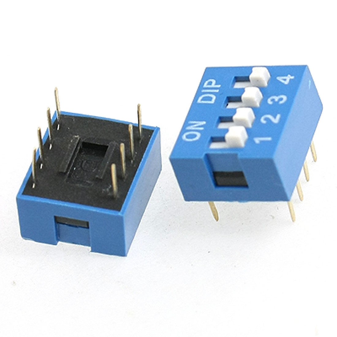 10 Pcs 2.54mm Pitch 4 Position Slide Type DIP Switch Black