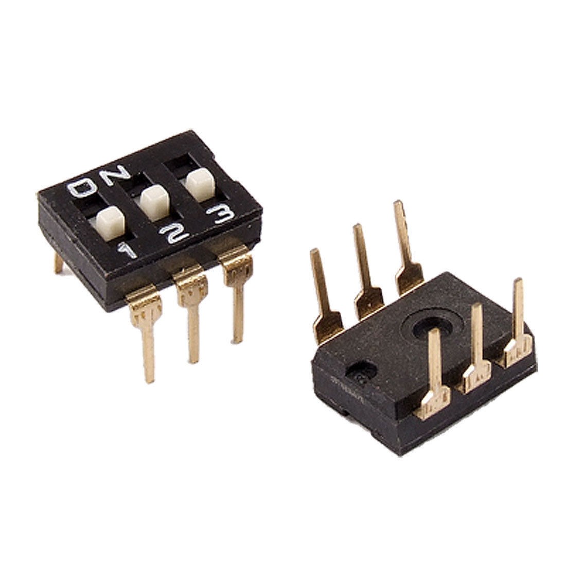 5 Pcs 2.54mm Pitch 3 Position IC Type DIP Switch Black