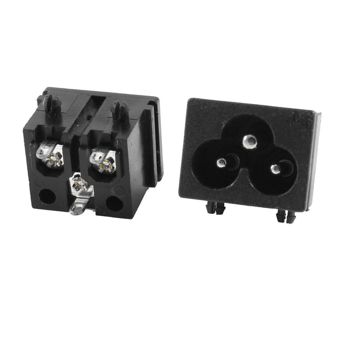 2 Pcs 250V 2.5A 3 Pins IEC320 C6 Male Plug AC Power Inlet Socket