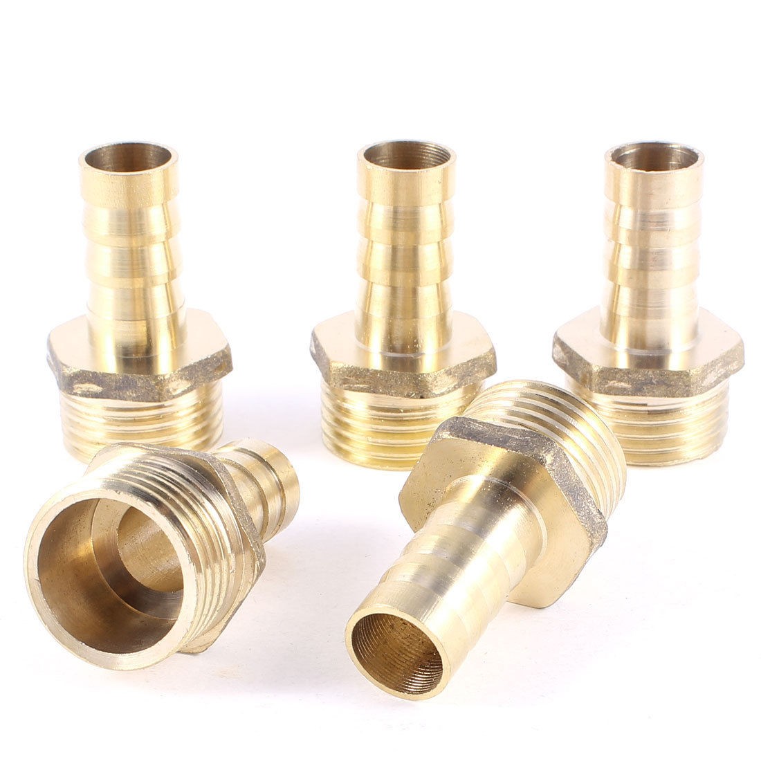 5 Pcs 1 2"PT Male Thread to 12mm Hose Barb Brass Straight Coupling Fitting