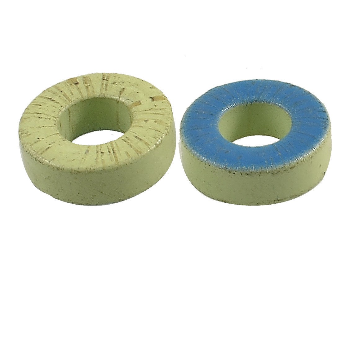 2 x Iron Magnetism Ferrite Ring Core Green Blue 1.3" x 0.6" x 0.5"