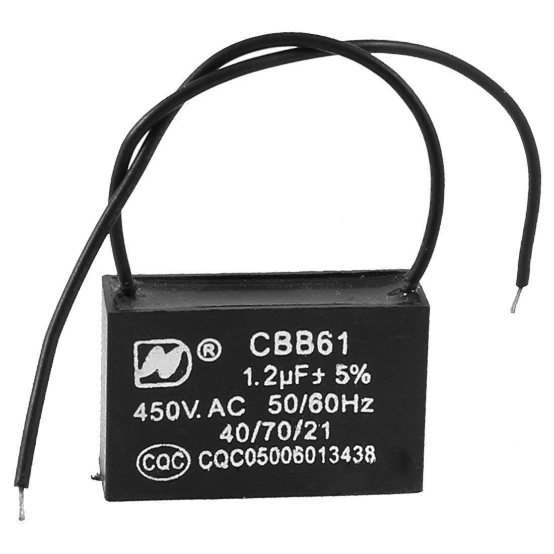 AC 450V 1.2uF 50/60Hz 2-Wire Air Conditioner Fan Motor Run Capacitor CBB61