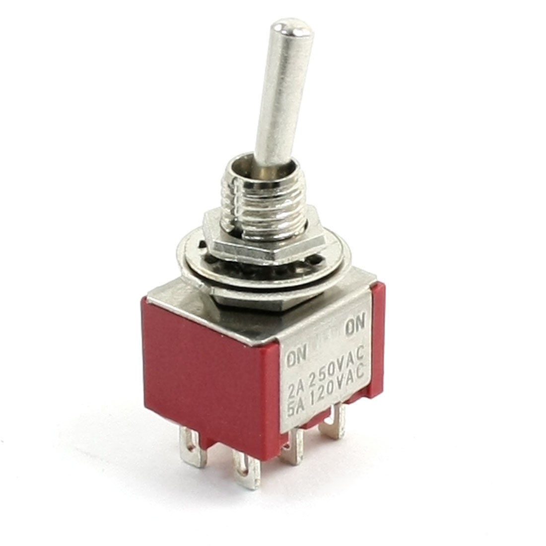 Red 6 Pins ON/ON 2 Position DPDT Toggle Switch AC 120V/5A 250V/2A