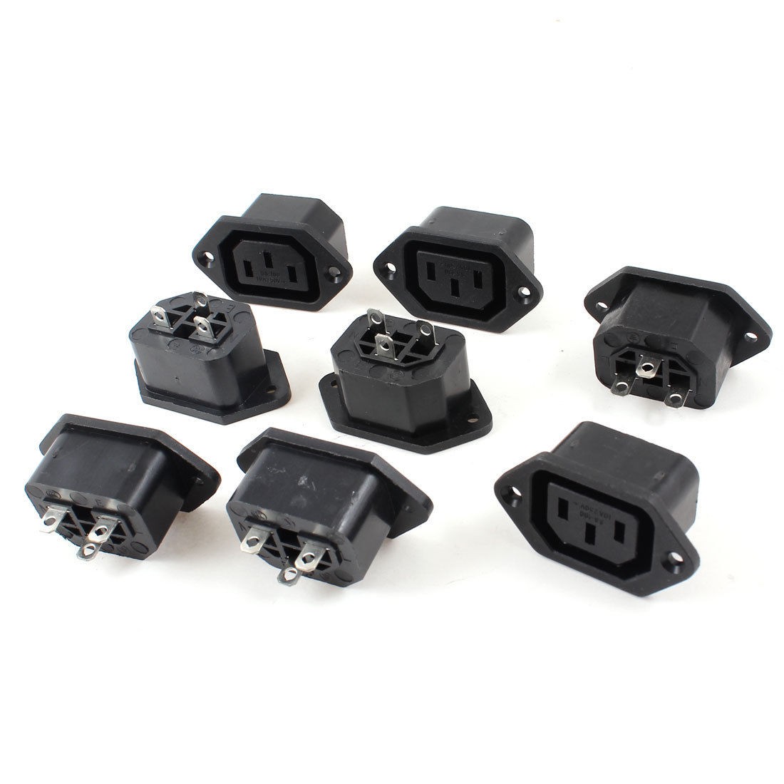 8 Pcs 10A 250VAC 3 Pin Female C13 Power Plug Adapter Connector Black