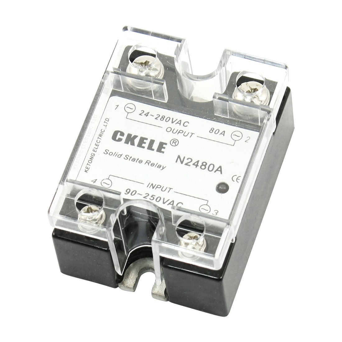 AC 24-280V to 90-250V 80A 1 Phase Metal Polished Base Solid State Relay