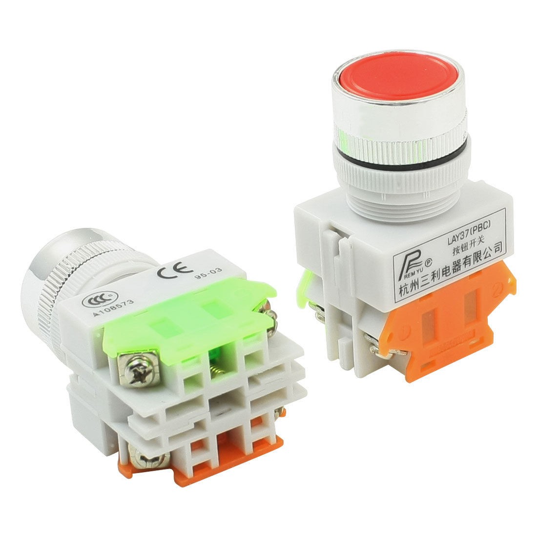 2PCS NO NC Momentary Red Push Button Pushbutton Switch 600V 10A DPST