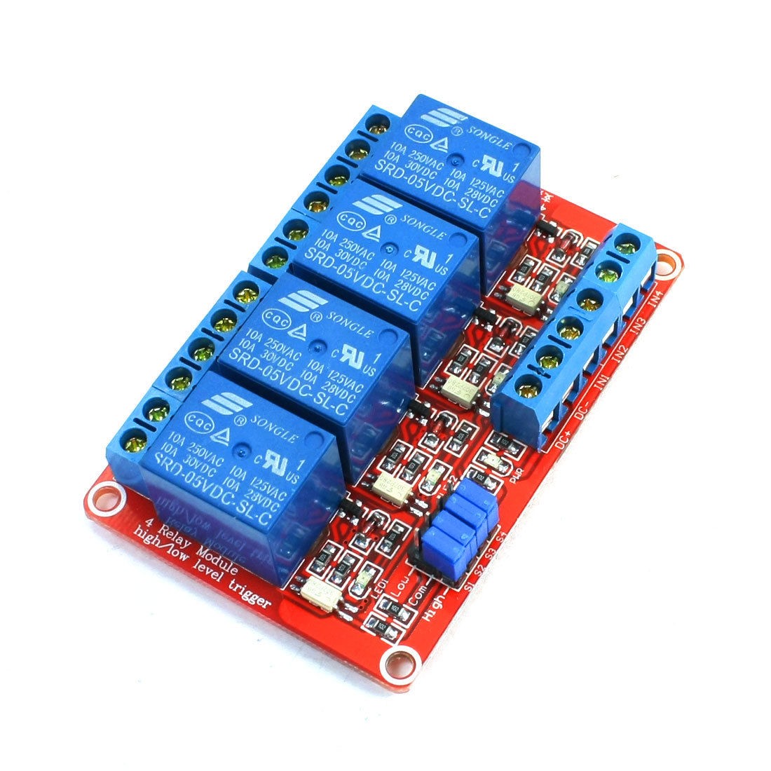 5V 4 Channels Optocoupler Driver High/Low Level Trigger Power Relay Module