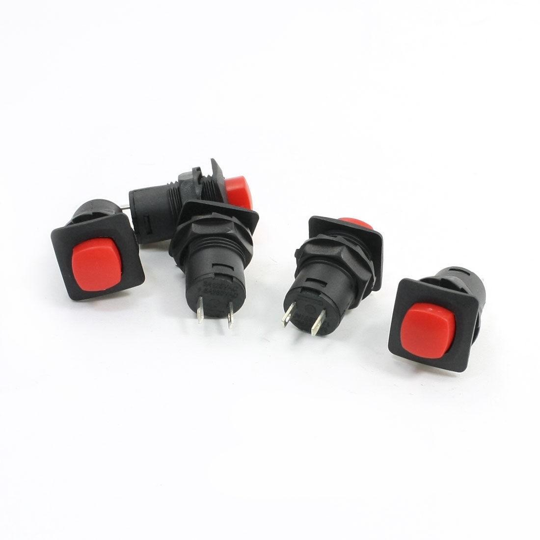 5 x Red Square Head Panel Mounting Locking Push Button Switch