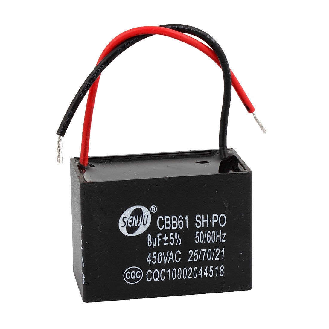 Black 8uF Capacity AC 450V Fan Motor Running Rectangle Capacitor CBB61