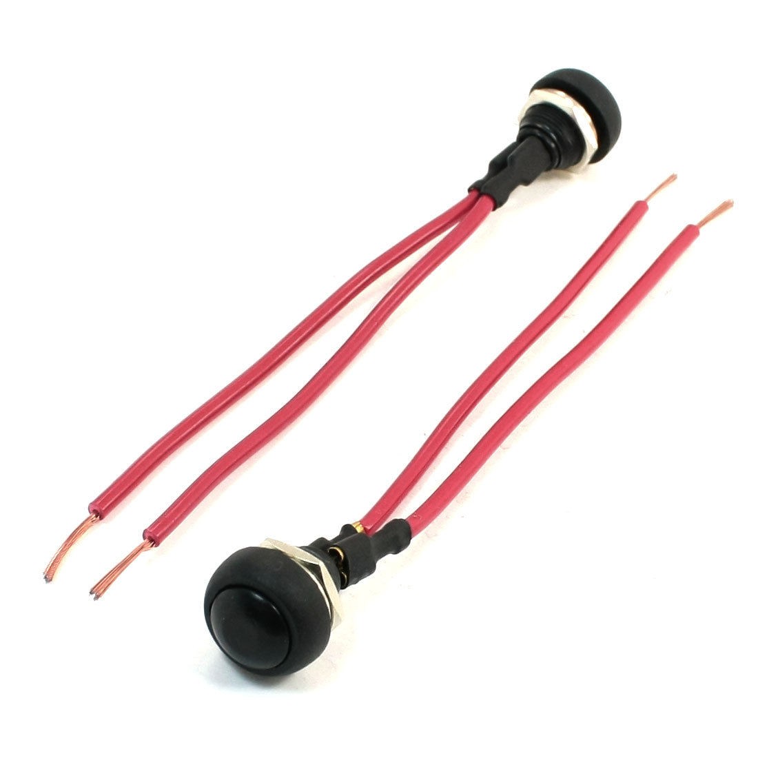 12V 20Amp Black Round Head 2 Wired SPST Momentary Car Push Button Switch 2 Pcs