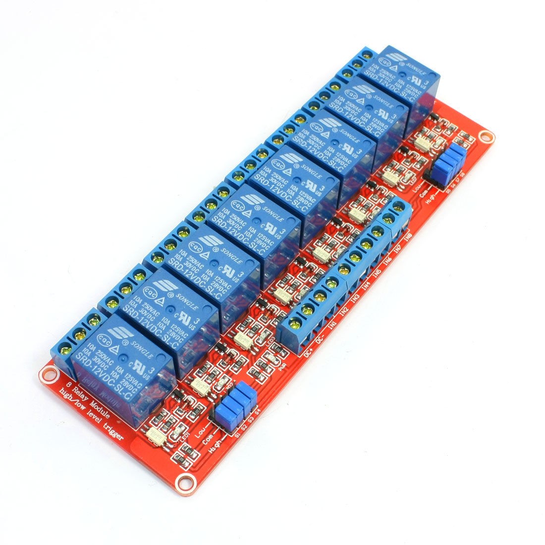 DIY 8Channel Isolated Optocoupler High Low Level Triggered Relay Module 12V
