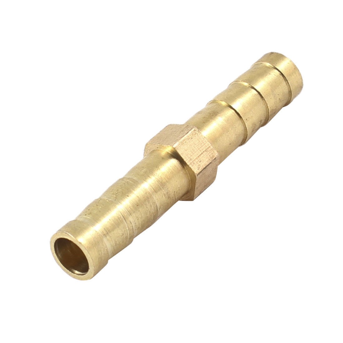 Gas Oil 6mm Brass Tone Straight Hose Connecting Connector Joiner