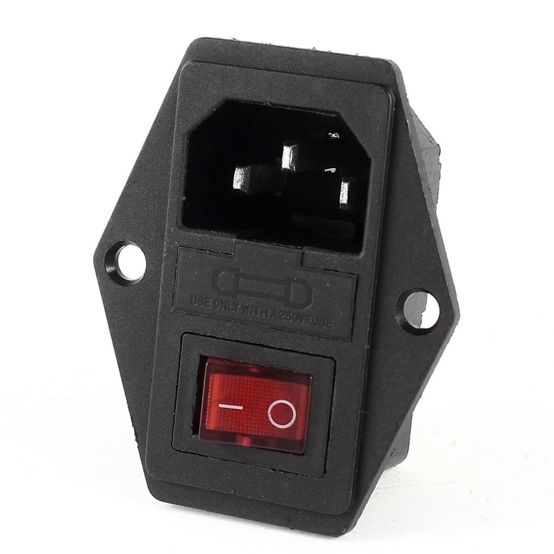 IEC320 C14 Inlet Module Plug Fuse Switch Male Power Socket w 3-pin Switch