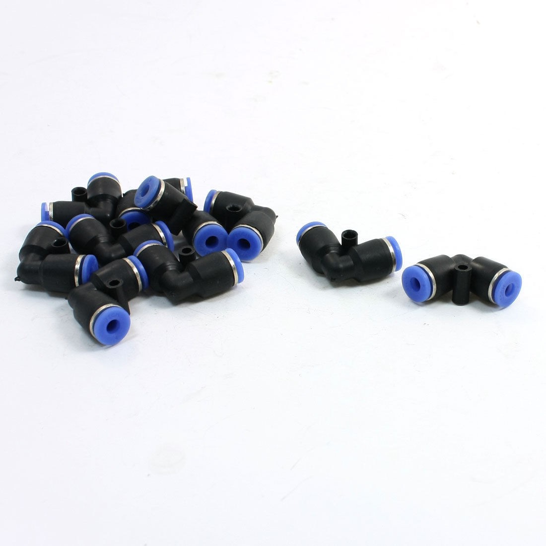 4mm to 4mm One Touch Pneumatic Pipe Quick Fittings Black Blue 10pcs