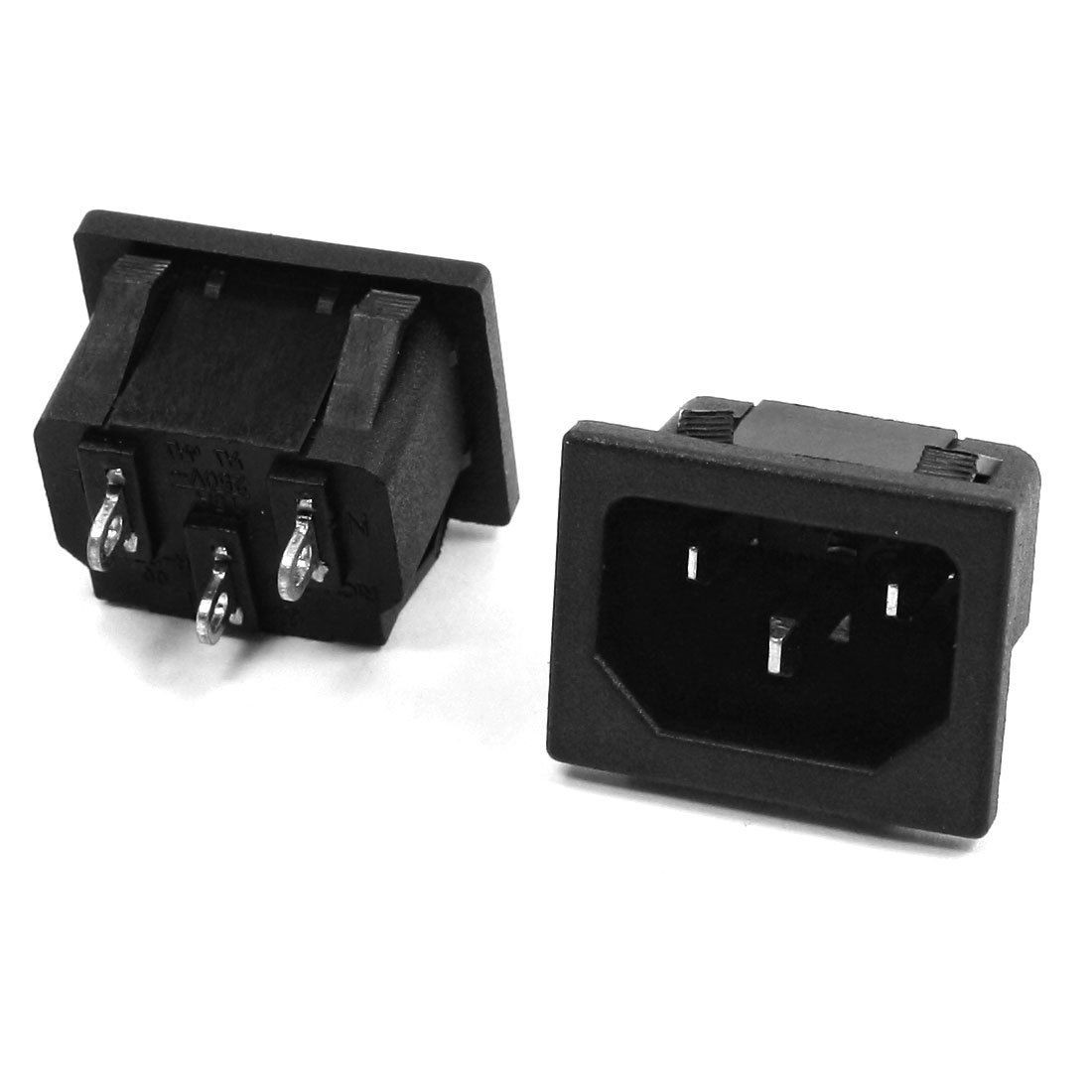 2 Pcs Black Replacement Part C14 Electric Power Supply Adapter
