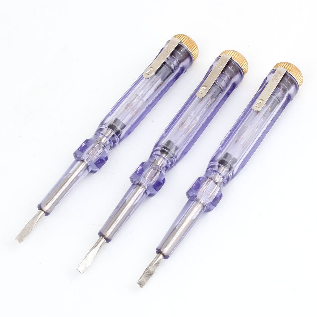 3Pcs AC100-500V 3mm Slotted Voltage Tester Pen Electroprobe Screwdriver