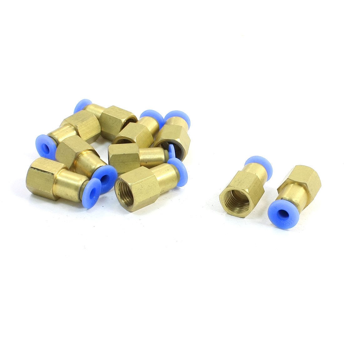 Pneumatic 4mm Dia Hole Tube to 9mm Female Threaded Push in Quick Fittings 10pcs