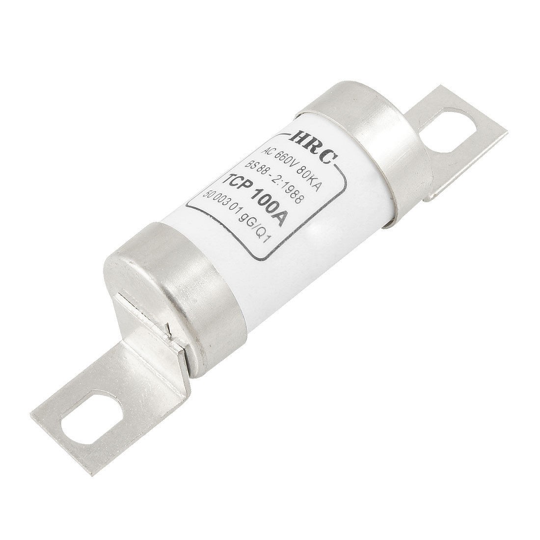 AC 660V 100A 80KA Breaking Current White Ceramic Cylindrical Fast Blow Fuse Link