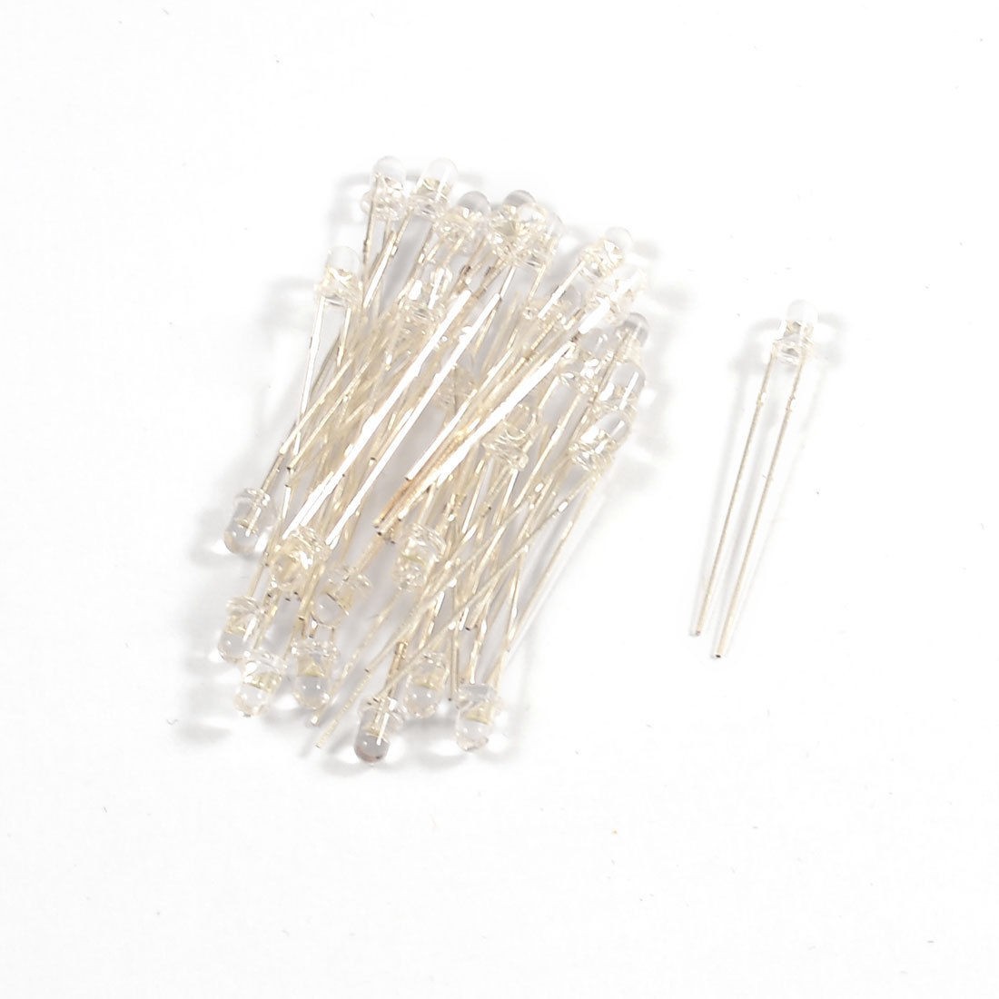 30 Pieces 2 Pin Terminals Round Head Superbright White LED Light Diodes