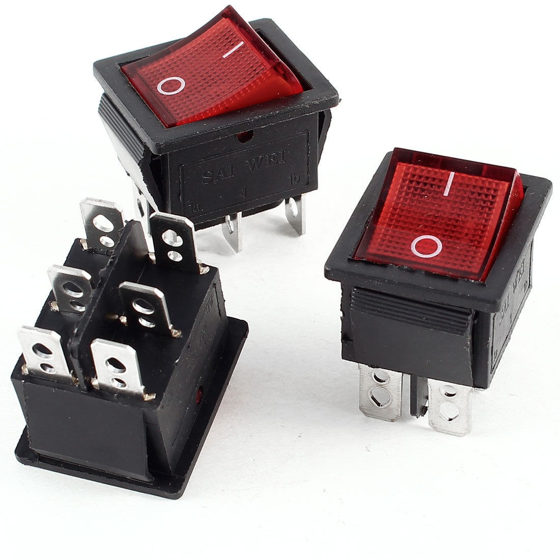 3 Pcs AC 250V 16A 125VAC 20A On/Off DPDT Panel Mount Snap In Boat Rocker Switch
