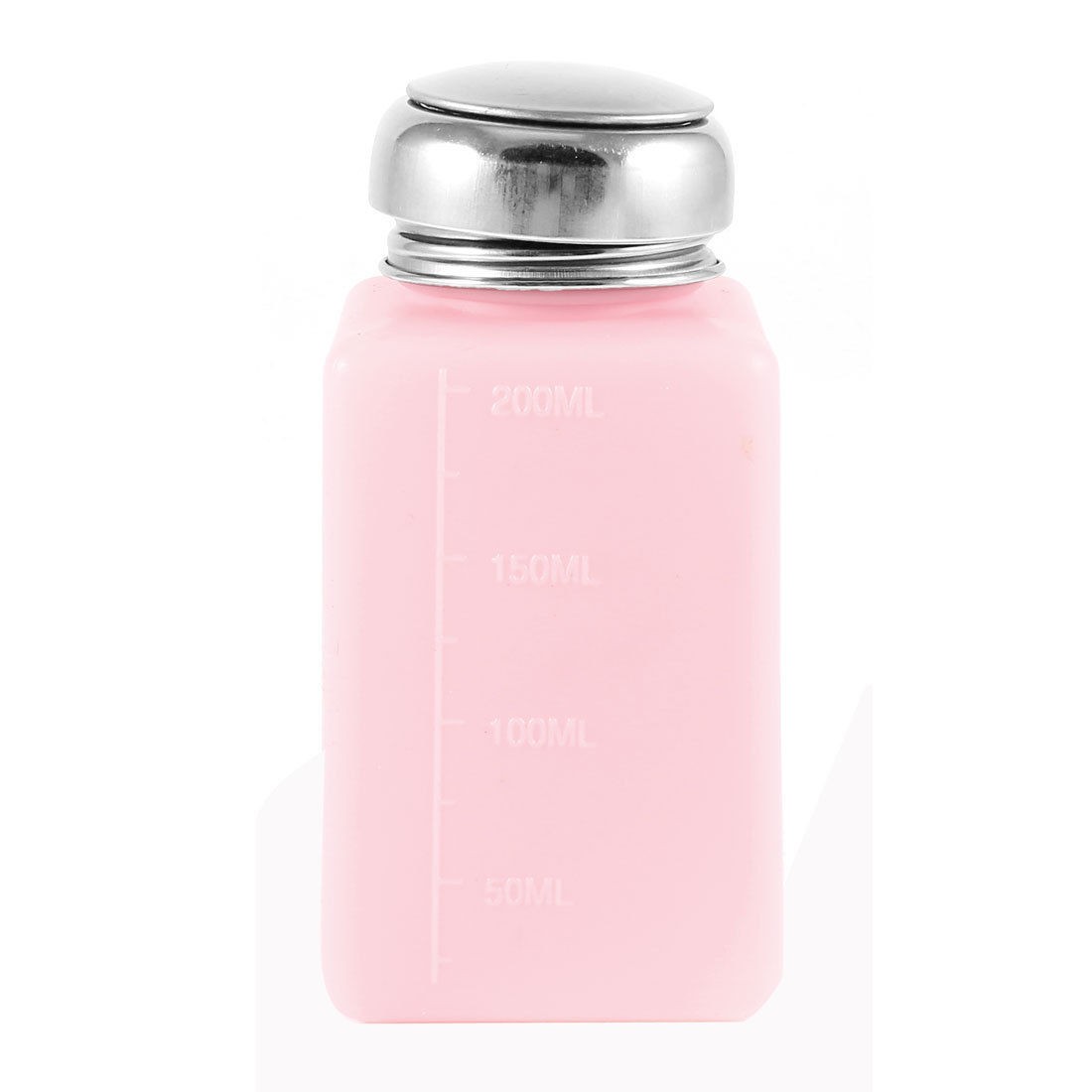 Silver Tone Metal Lid 200ml Plastic Liquid Storage Alcohol Bottle Pink