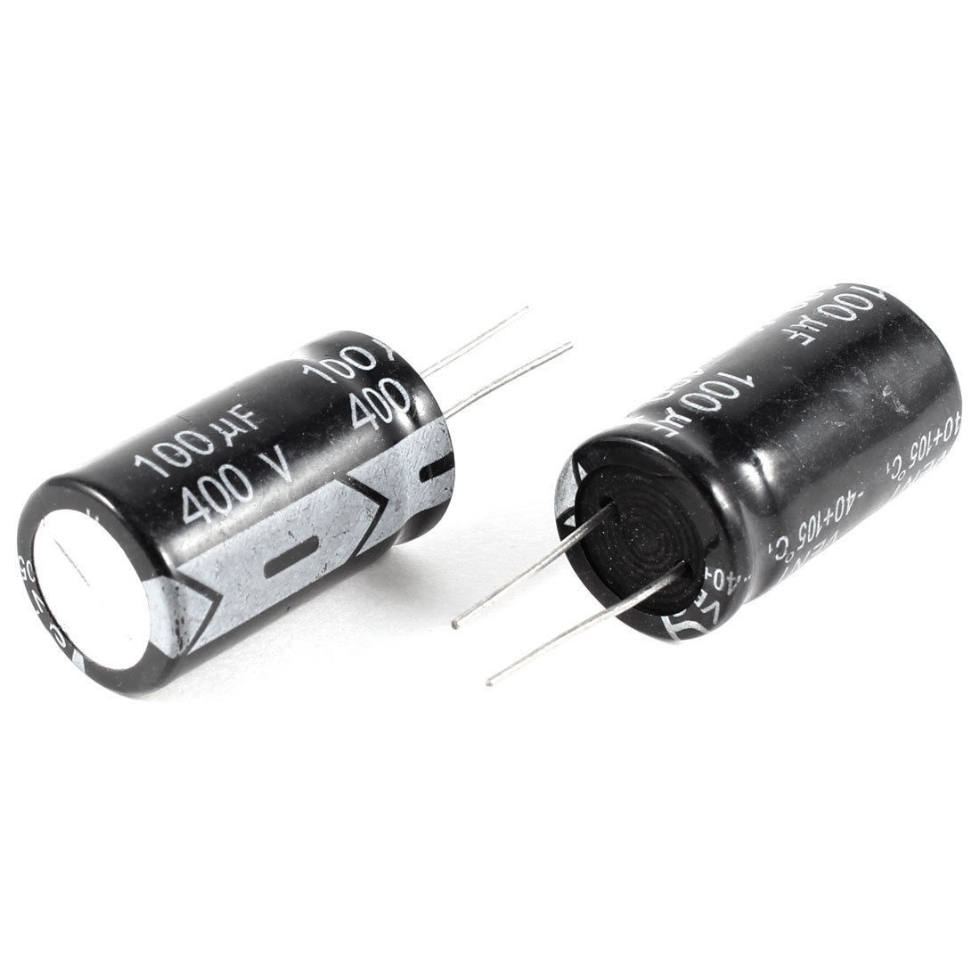 2 Pcs 100uF 400V 105C Radial Electrolytic Capacitors Black 32x18mm