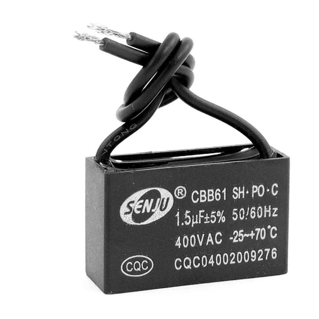 CBB61 Type 400VAC 1.5uF Wired Polypropylene Film Motor Capacitor