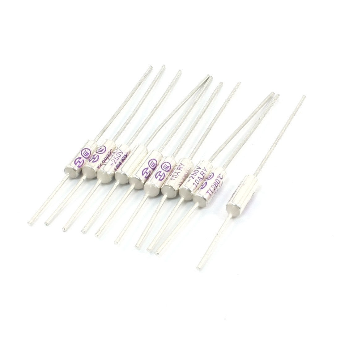 10Pcs 250V 10A 280C Celsius Circuit Cut Off Temperature Thermal Fuse