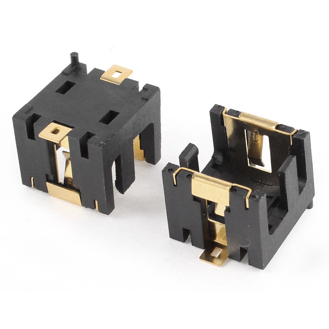 2 Pcs Button Battery Socket Holder Case SMD SMT Black for 2 x AG8 Coin Cell