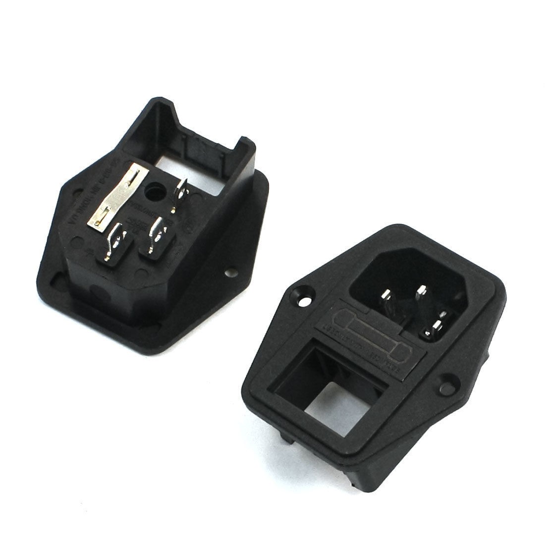2pcs Cut Out Rocker Switch Fuse Holder C14 Male Power Plug 10A AC 250V