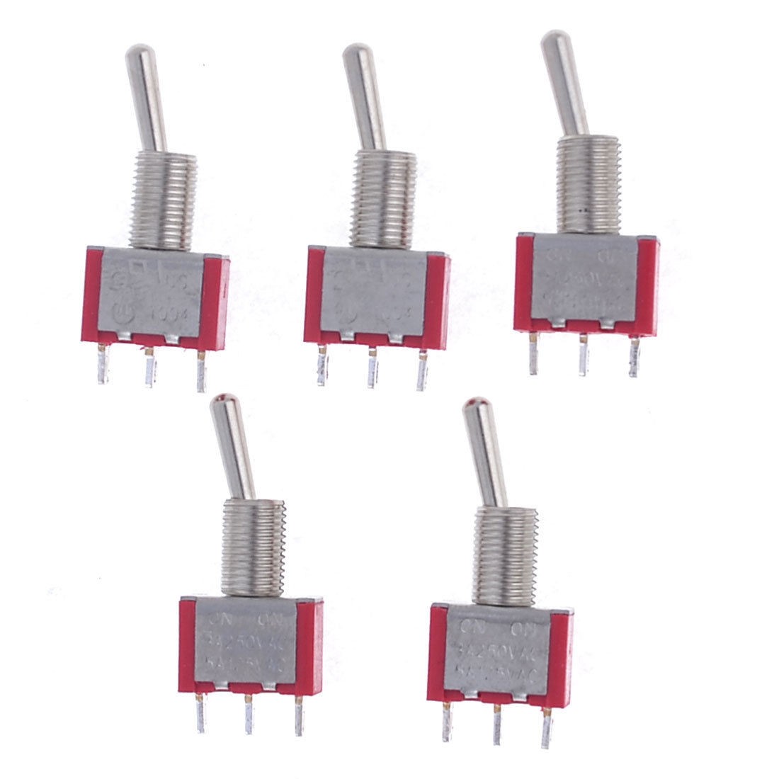 Red 5A 125VAC/ 3A 250VAC SPDT 3 Pin On/On 2 Position Toggle Switch