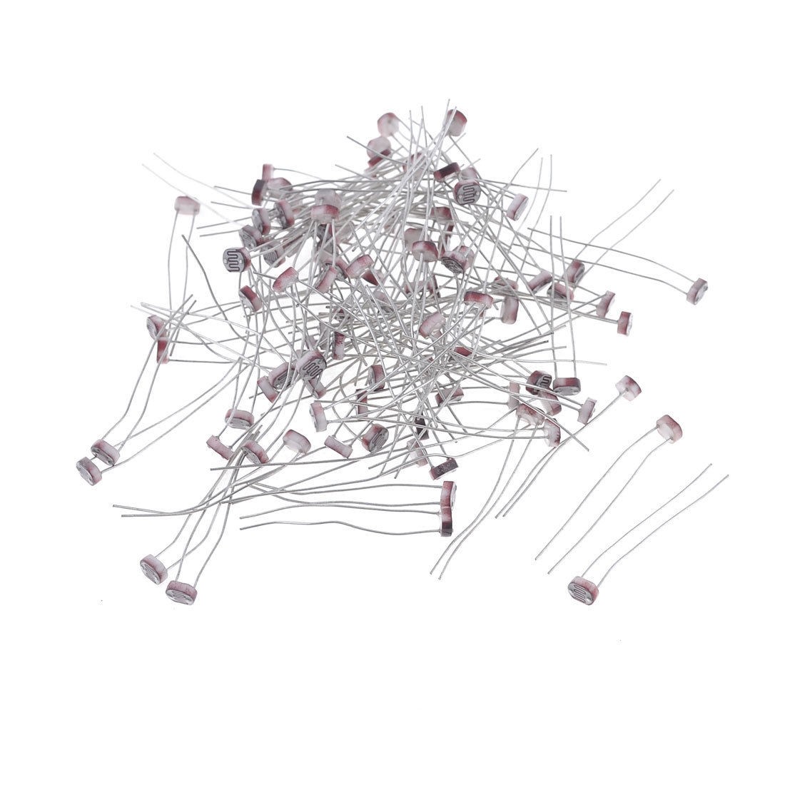 100 Pcs Photoelectric 5mm LDR Sensor Resistor 2 Pin Photoresistanc<wbr/>e