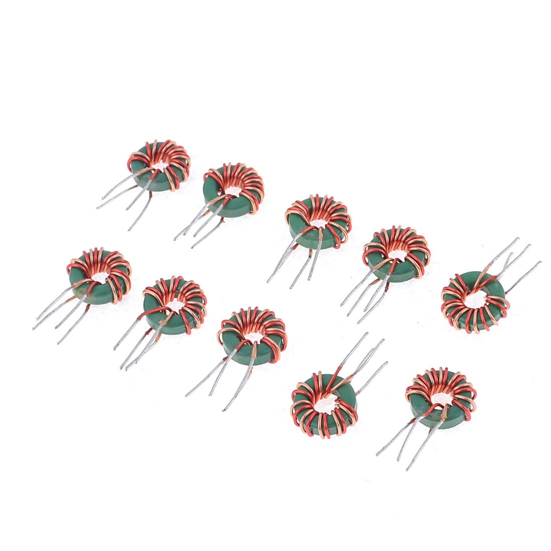 Green Red Coil Wired 10mm Outer Dia Toroid Core Inductor 220uH
