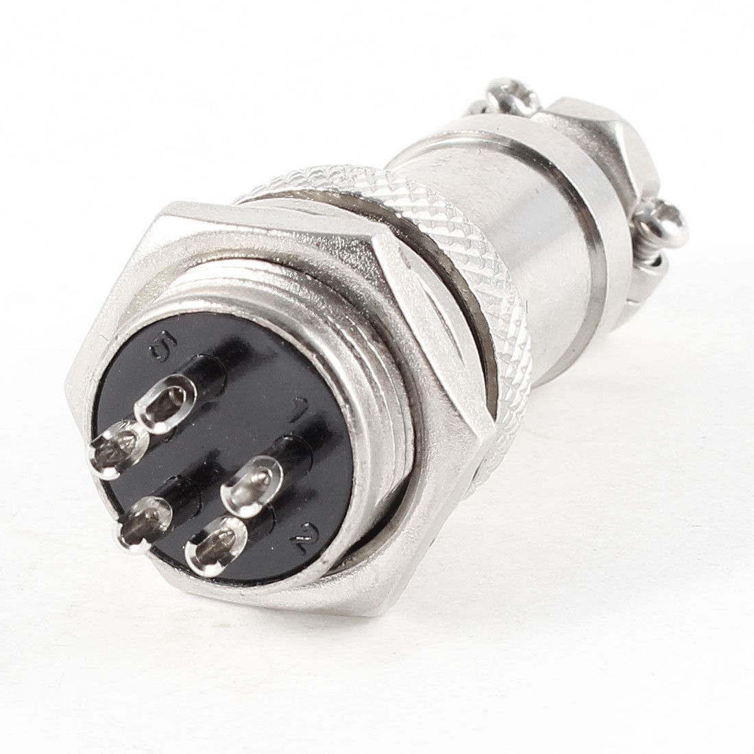 Panel Mount Universal Aviation Connector Plug 16mm Dia Screw GX16 5 Pin