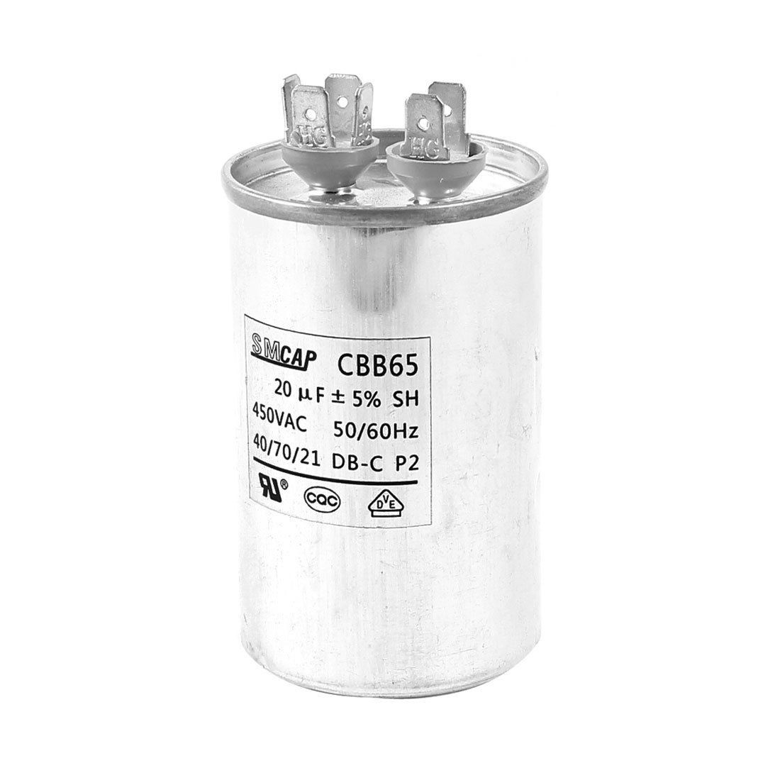 AC 450V 20uF 6 Pins Metal Shell Air Conditioner Motor Run Capacitor CBB65