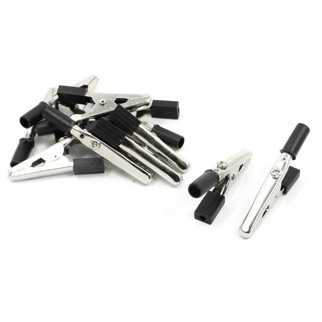 10 Pcs 56 x 30 x 6mm Insulated Alligator Clips Test Lead Clamps Black