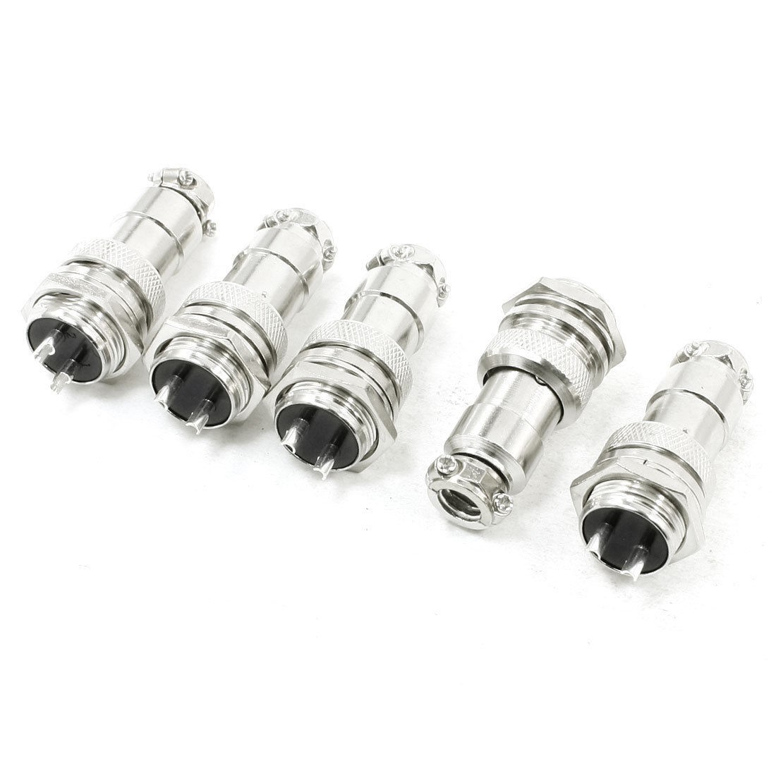 5 x AC400V 5A 2 Pins 16mm Thread Aviation Plug Male Connector