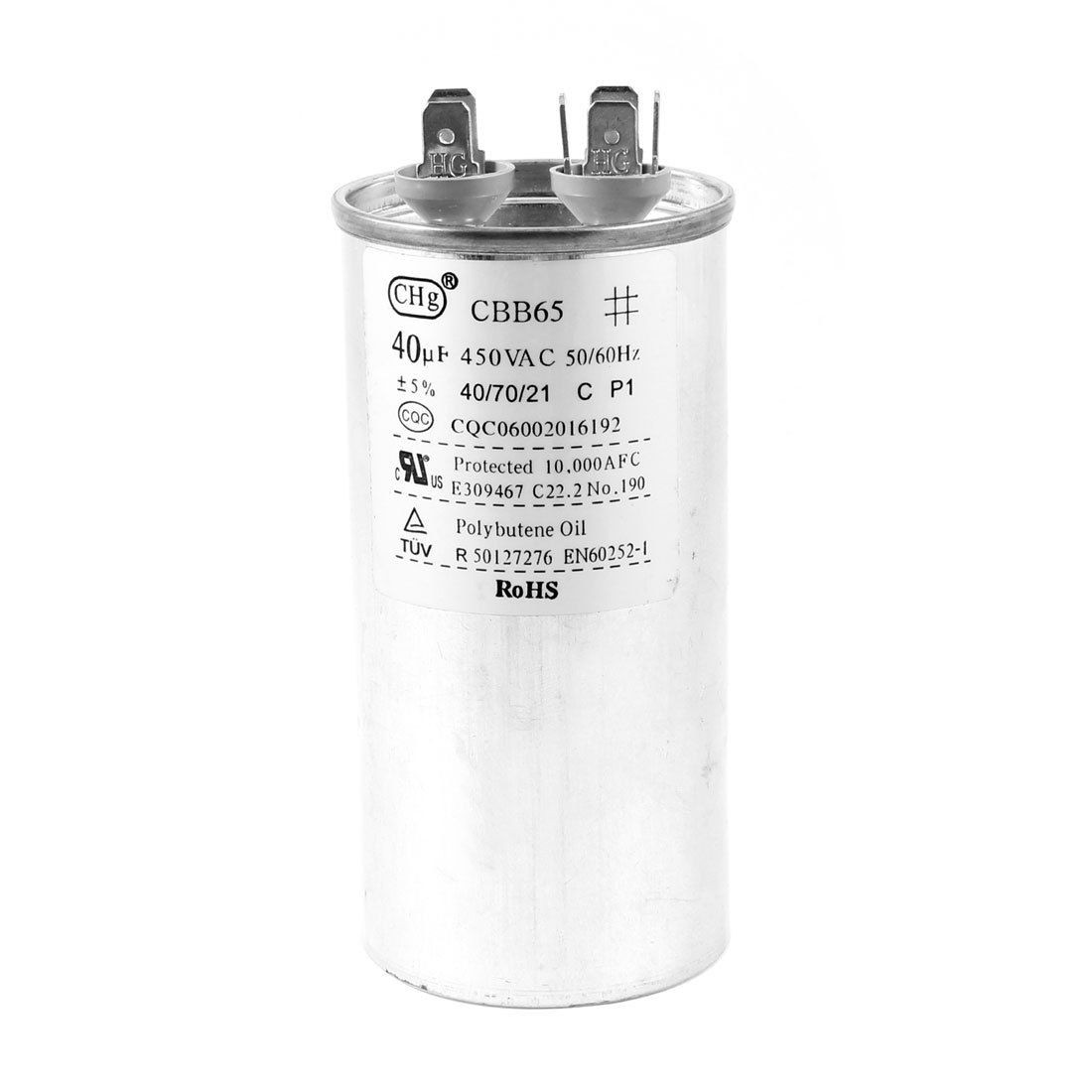 Metal Shell 6-Pin Refrigerator Ceiling Fan Motor Capacitor 10uF 450VAC CBB65
