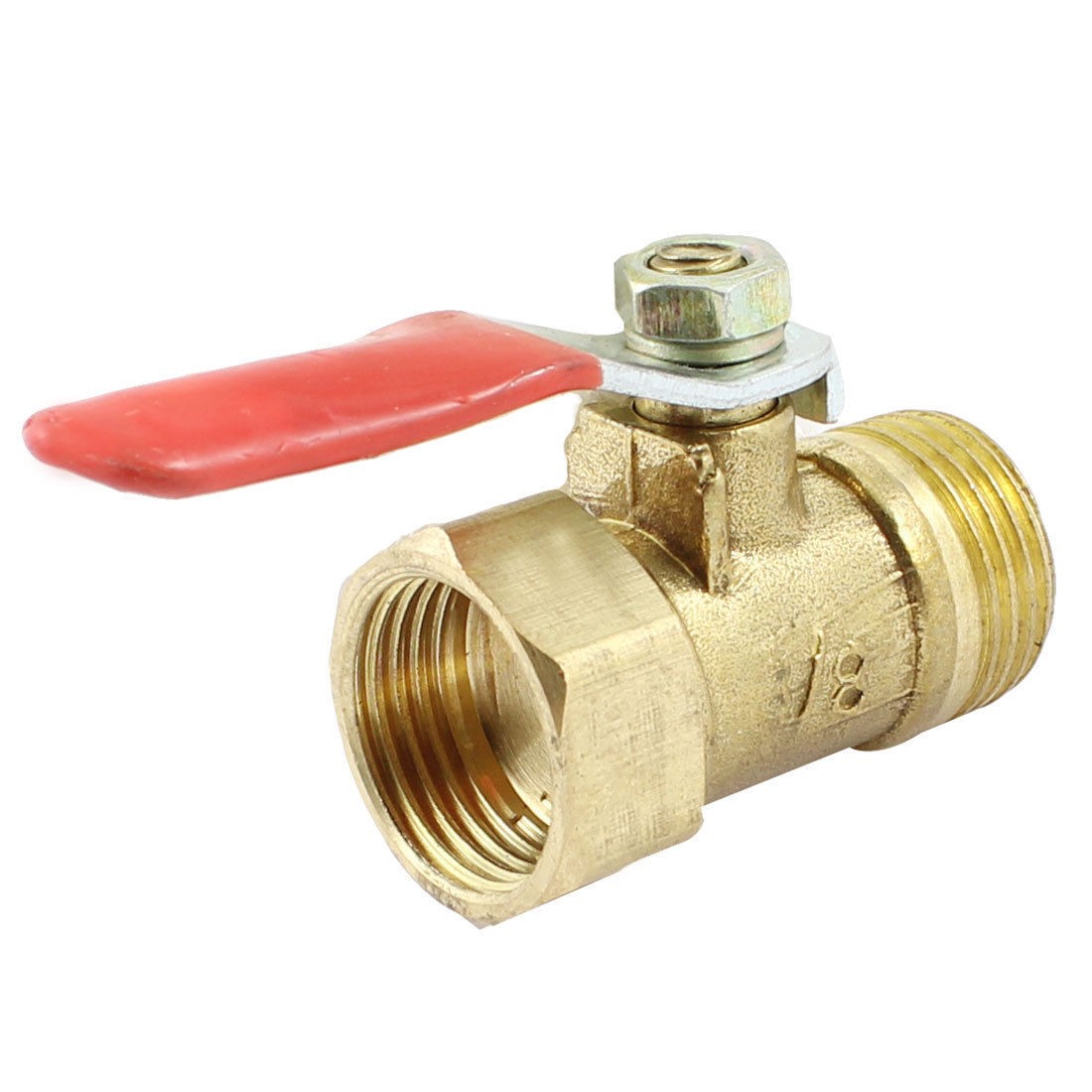 16mm 3/8" PT Male Thread M/F Full Port Red Lever Handle Ball Valve