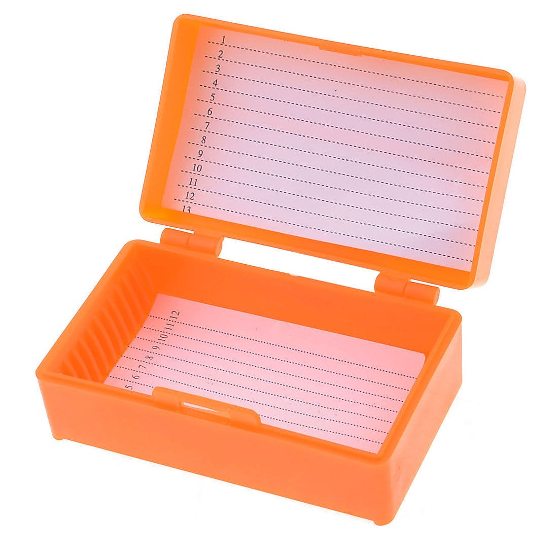 Orange Plastic Rectangle Shape 12 Slides Microscope Box 3.1" x 1.8"