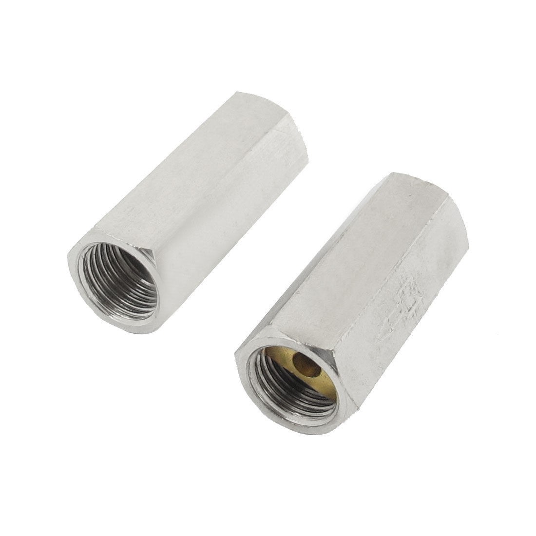 2 Pcs 1/4 PT Diameter Thread Silver Tone Straight One Way Check Valve