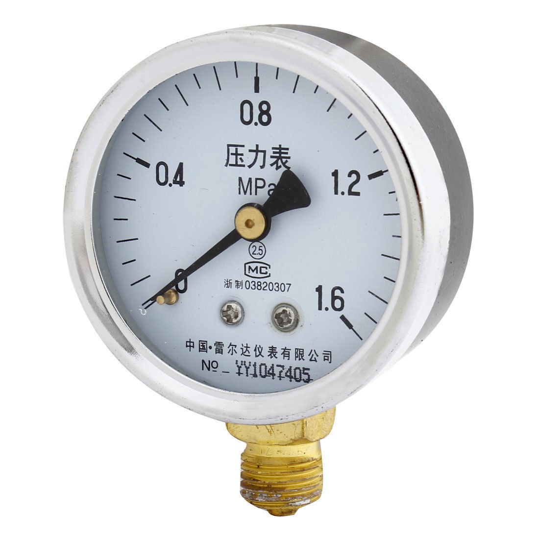 1/4"PT Thread 0-1.6Mpa Arabic Number Display Dial Compressor Gauge