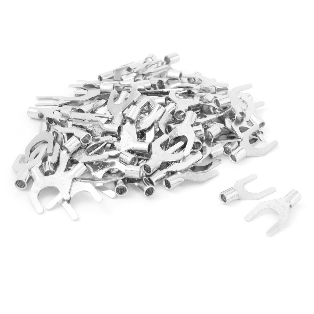 100 Pcs Tu Type 8 4mm Bolt Furcate AWG12 10 Non Insulated Terminals